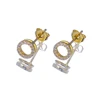 plated gold cz stud round shape 925 thailand silver earring