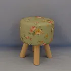 2018 Cheap wholesale high quality good design eco-friendly pine floral prints pouf fabric stool