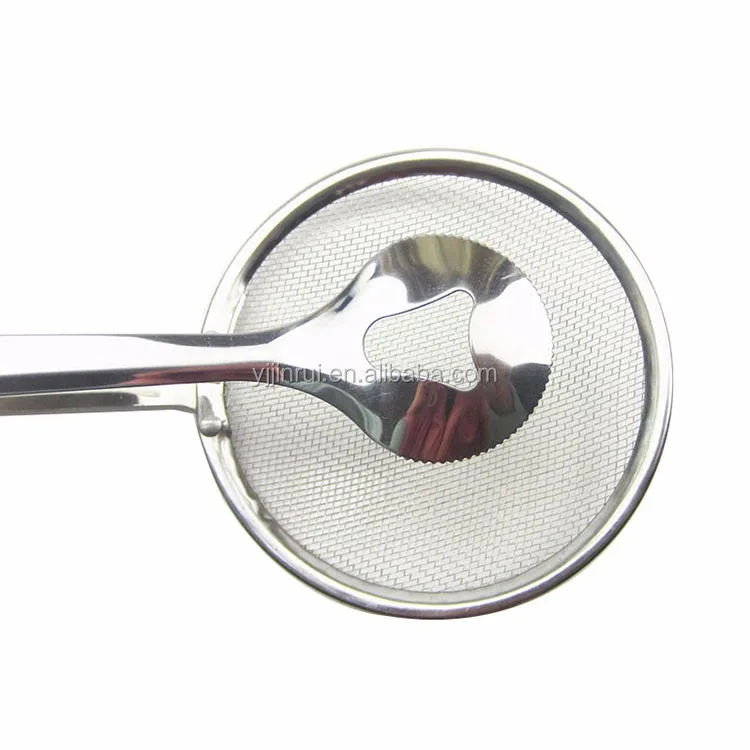 2 in 1kitchen stainless steel mesh strainer ladle tong food oil