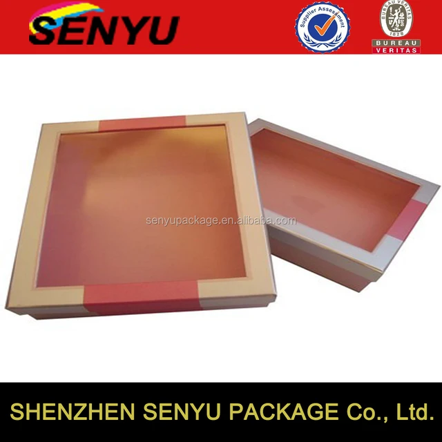 creative design,customized wrap paper gift box with big clear