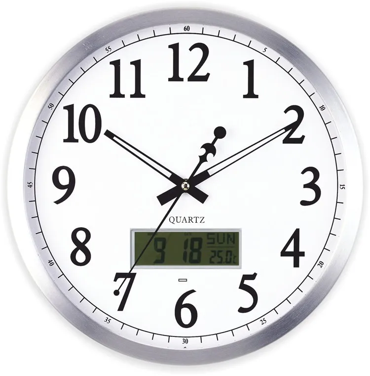 Analog Wall Clock With Digital Lcd Calendar Plastic Wall Clock View 