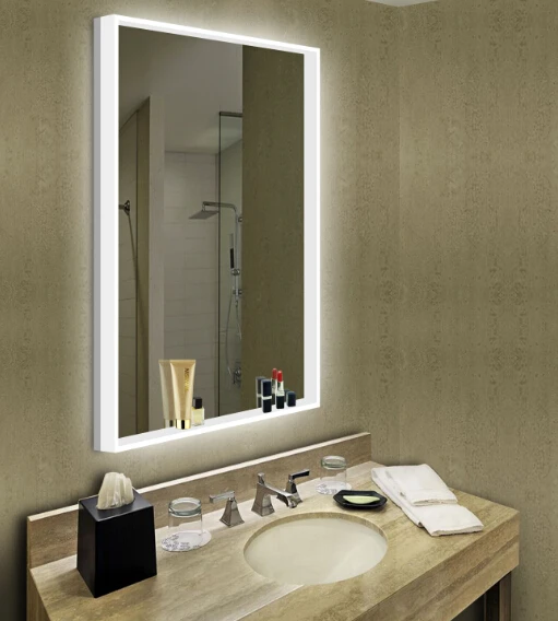 Зеркала в ванную комнату с подсветкой фото New design European bathroom LED backlit mirror with acrylic lighting and touch 