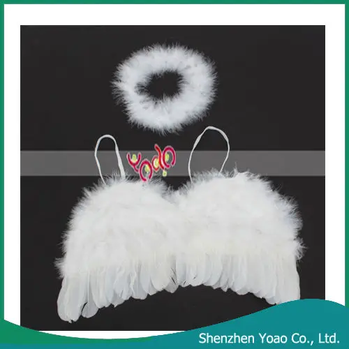 Baby 0-6mo White Angel Feather Wings+Halo