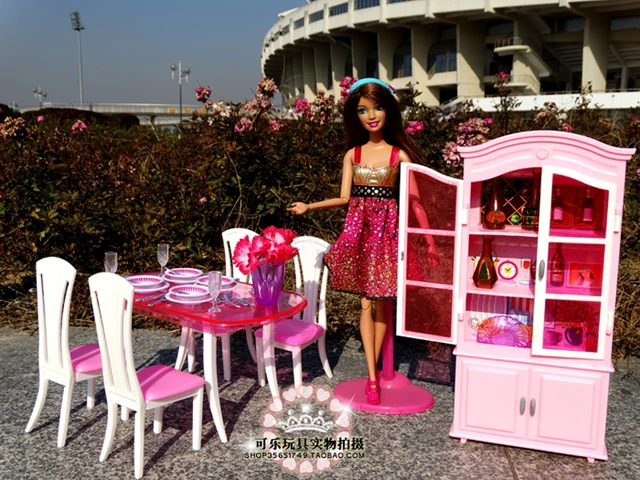 Jogo de cozinha conjunto móveis para barbie casa boneca verde cadeira mesa  vestir acessórios boneca 1/6 diy presente da menina brinquedo - AliExpress