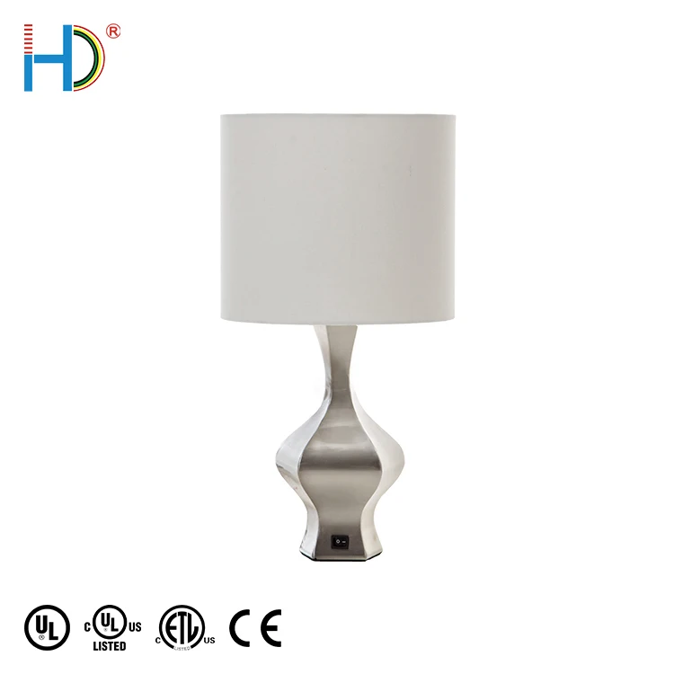 Factory Direct Supplier Metal Cream Linen Hardback Fabric Shade Table Lamp