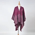 Ladies Flower Jacquard woven shawl ruana wrap oversized