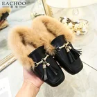 2018 Lady Customised Real Konijnenbont Flats Slippers Muilezels Schoenen
