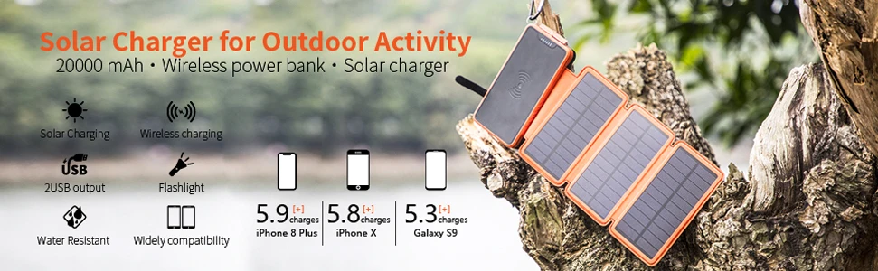 Amazon New Portable Solar Panel Wireless Fast Charging Power Battery Bank For Phone - ANKUX.COM