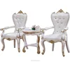 Natural Handmade Acme Furniture Side Table and Arm Chairs White Velvet Classic 3pcs Set