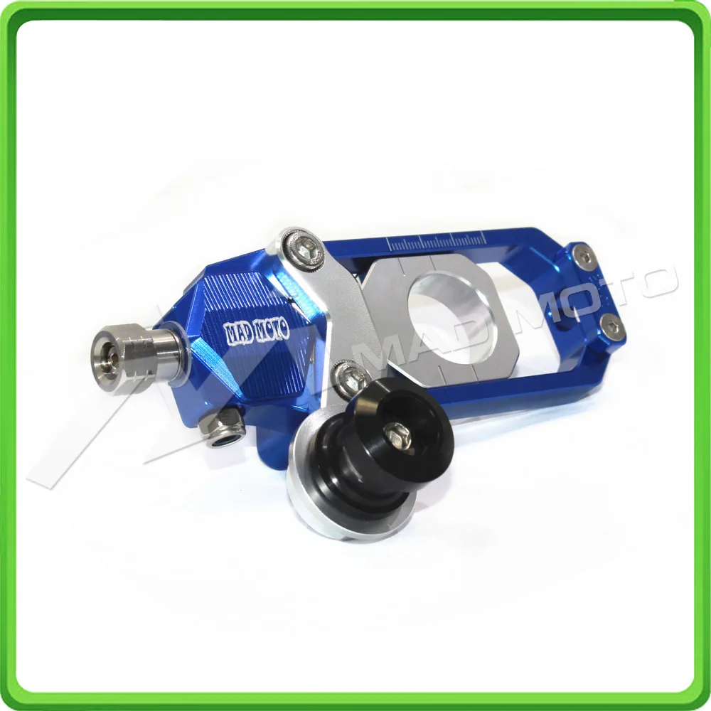 Motorcycle Chain Tensioner Adjuster with bobbins kit for Kawasaki Ninja ZX6R ZX-6R 2005 2006 2007 2008 2009 2010 2011 2012 Blue&Silver (10)
