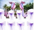 Organza High Quality Chair Sashes Wedding Chair Knot Cover Decoration Chairs Bow band Belt Ties For Weddings Banquet