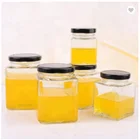 Wholesale square honey glass jar honey jars with metal id