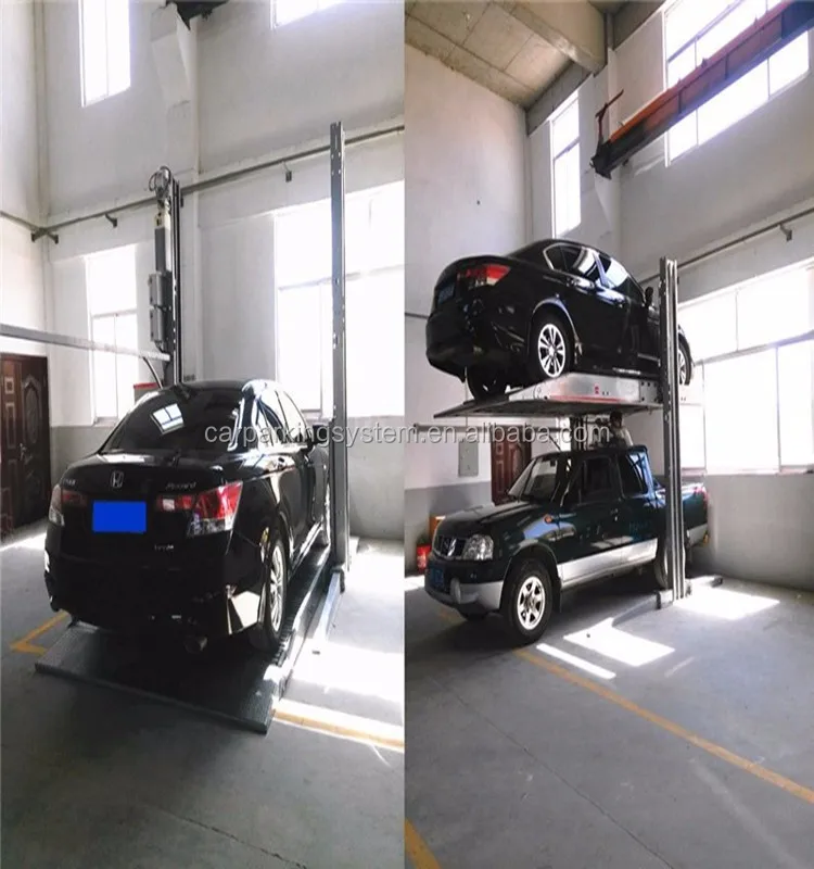 2 Levels Double Cars Elevated Car Parking Garage Parking System ba<em></em>sement Car Stack Parking System