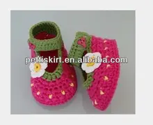 Newest polka dots baby shoes with knitted flower for summer