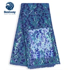 Bestway French Tulle Net African Embroidered Fabric Sequin Lace