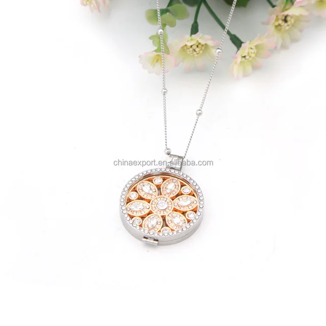 idea gifts custom flower my coin necklace lady bling crystal