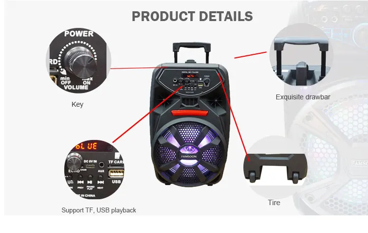 Promotional Speaker Good Sound System Audio Equipment Rechargeable Trolley Portable Speaker Outdoor Speaker - ANKUX.COM