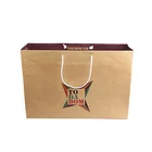 Factory Custom Logo Recyclable Grocery Shopping Bag Natural Color Handle Brown Kraft Paper Bag