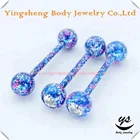High quality stainless steel colored baked tongue piercing