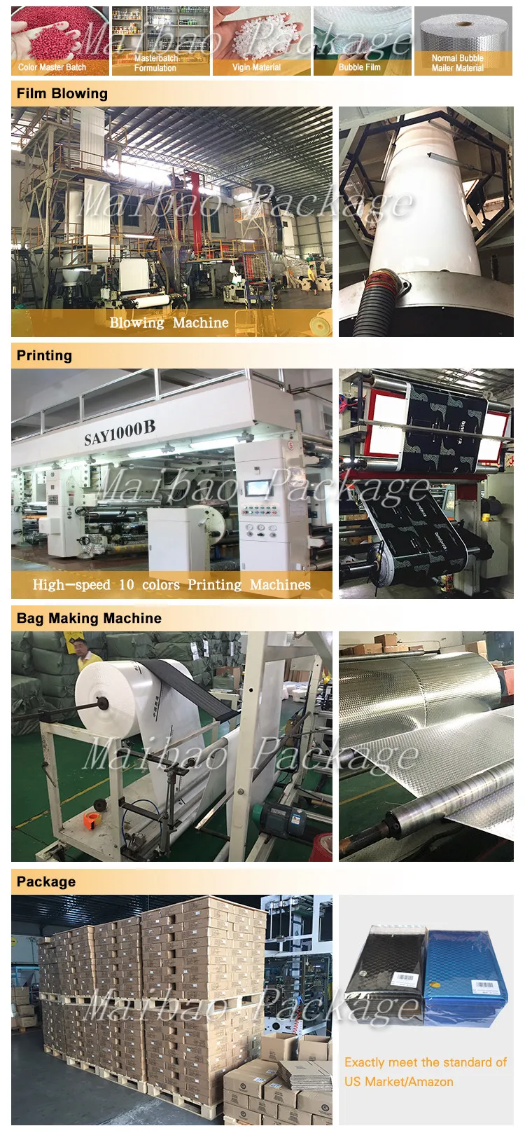 Wholesale custom printed poly shipping envelope padded aluminum foil metallic bubble mailer bags