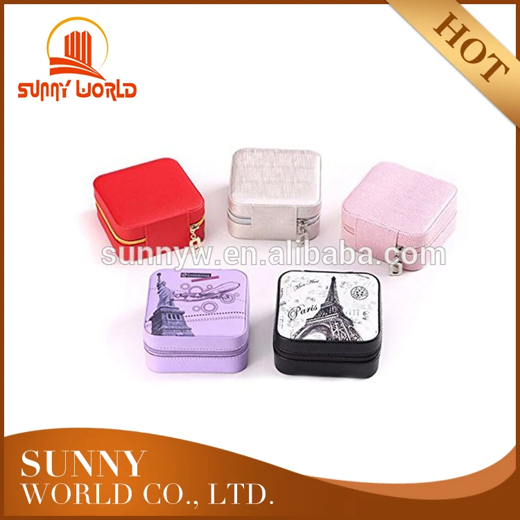 luxury pink leather cosmetic box jewelry box custom logo ring