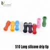 510 Silicone Mouthpiece Cover Drip Tip Disposable Colorful Silicon testing caps rubber long drip tip
