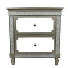 modern glass diamond crushed nightstand 2 drawers mirrored nightstand mirrored glass bedroom furniture