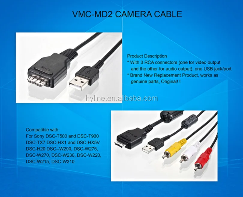 2 In 1 Vmc Md1 Usb Av Cord Cable For Sony Cybershot Dsc Camera Dsc W150