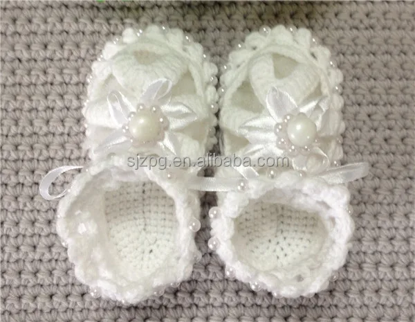 Wholesale White Pearl Hand Knitted Baby Shoes Baby Crocheted Sandal - Buy Bab...