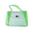 Handle pvc transparent travel toiletry cosmetic pouch button closure