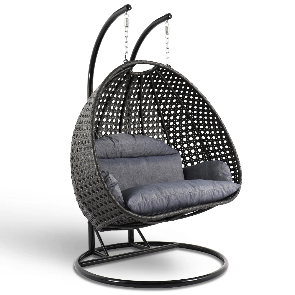 Veranda Rattan Bahçe hasır açık hava mobilyası Çift Kişilik Açık Hamak Yumurta salıncaklı sandalye