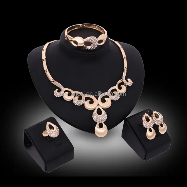 set for women gold color brigal gift necklace earring bracelet
