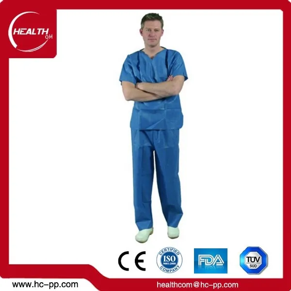 wholesale disposable medical nonwoven nurse scrub suit scrubs