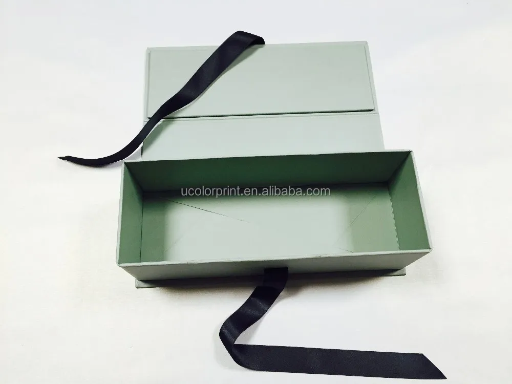 custom elegant flat folding gift shoe box with ribbon