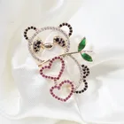 wholesale bulk multi color cartoon panda brooches pin with setting cubic zirconia