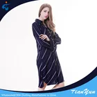 New arrival cheap casual long sleeve 100% rayon european striped style knee-length dresses for fat ladies