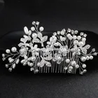 Factory price rhinestone hair accessories pearl crystal bridal hair comb wedding hair clip