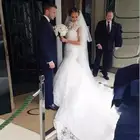 Full Applique American High Neck Mermaid Lace Wedding Dress for Sale Online
