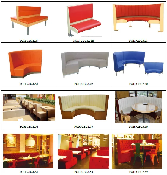 Modern Half Moon Restaurant Sectional Booth Dimension Customizable