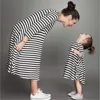 Fashion mom and kids couple look stripe family matching outfits Baby Girls clothes dress mother daughter Children dress clothing