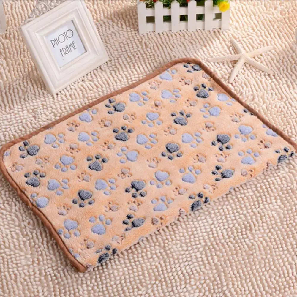 Pet mats thick blanket Cat Dog Puppy Kitten Warm Waterproof Fleece Soft Blanket Bed Mat Paw Print New