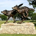 life size & customized art metal bronze animal life size wolf sculpture with golden
