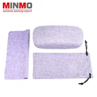 Hard Shell Glasses Case, Linen Fabric Case for Eyeglasses and Sunglasses include pouch and cloth