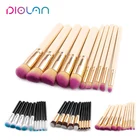 wholesale wood handle 10 piece makeup powder cosmetic brush private label makeup brushes