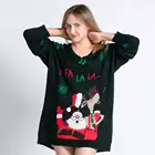 Sweater Elf. ugly Christmas Sweater dress. Pullover jacquard woman sweater knitted mujer xxxl
