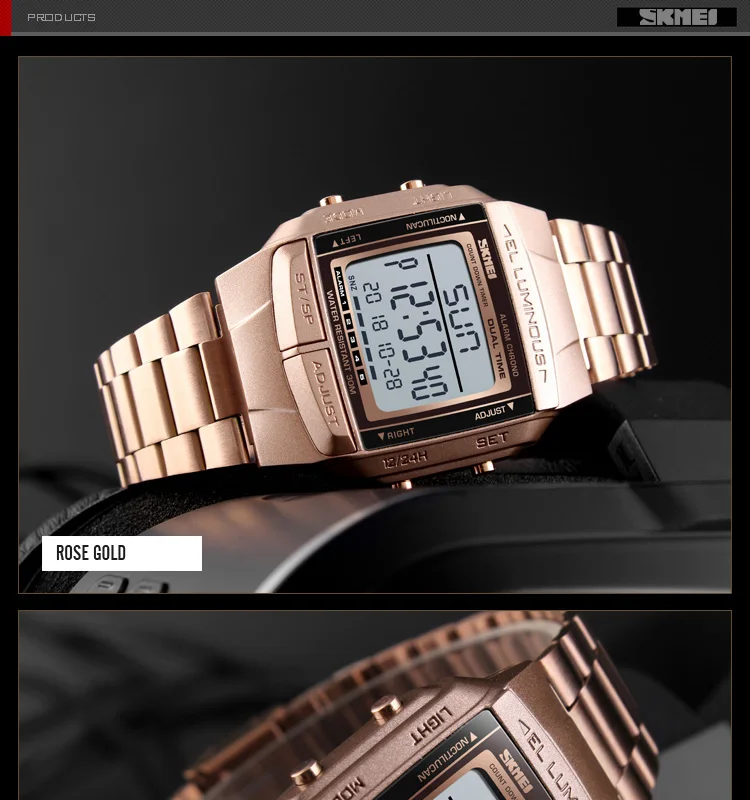 High end gold skmei digital jam tangan watches men