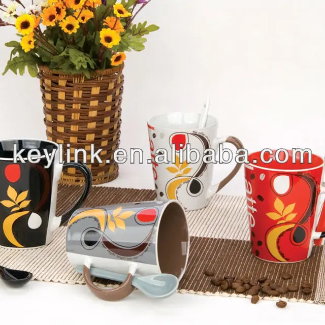 hot selling ceramic coffee spoon holder mug