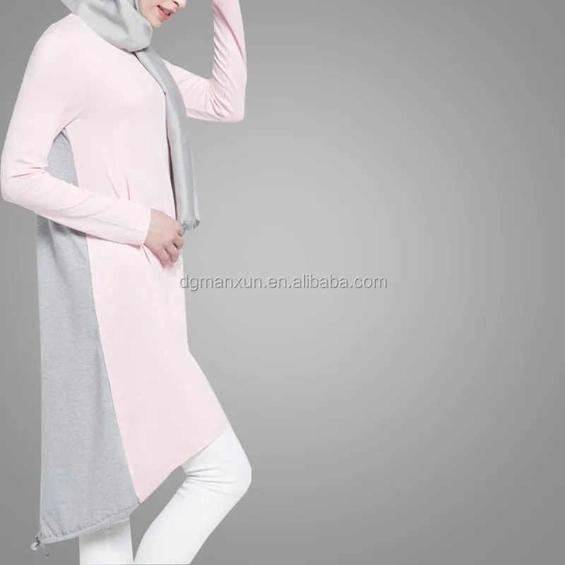 Hot Sell Fashion Pink Turkish Top Abaya Muslim Girls Summer Long Sleeve Sweep Tunic Islamic Women Clothing (5).jpg