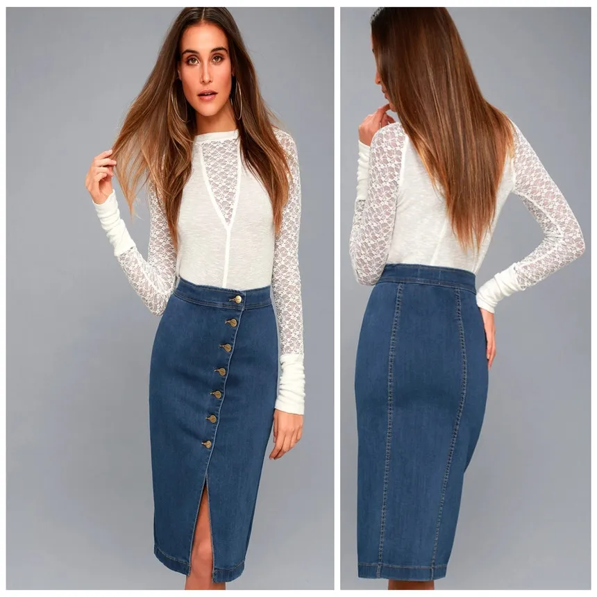 pencil cut skirt denim