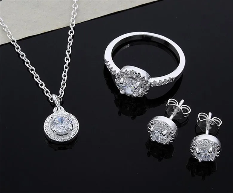 High Quality Fashion 925 Sterling Silver Cubic Zircon Stone Jewelry Set